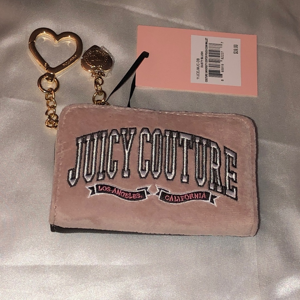 Juicy Couture Dusty Blush Couture University Center Pouch Coin Wallet NWT